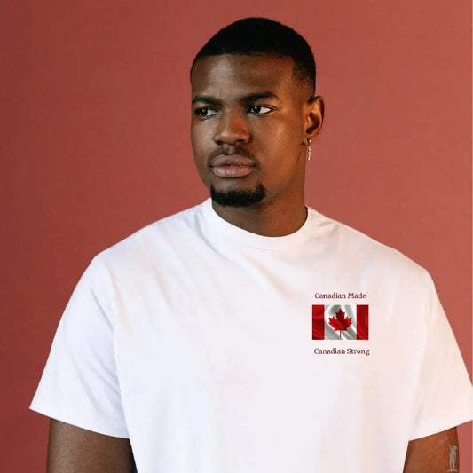Unisex Canadian Made Strong T-Shirt proudly designed in Canada, soft cotton with classic crewneck style.