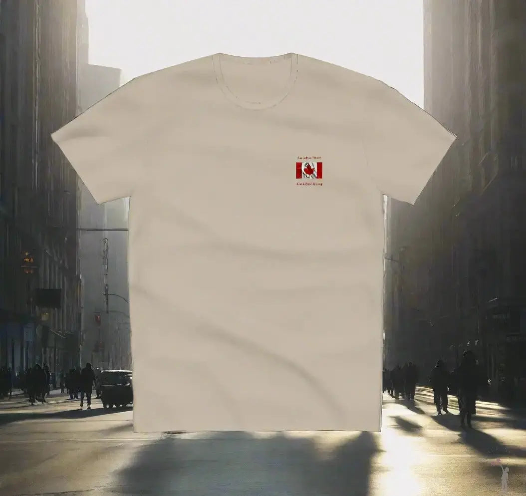Canadian pride graphic T-shirt with Canadian Made Strong slogan, soft cotton fabric, and modern fit.