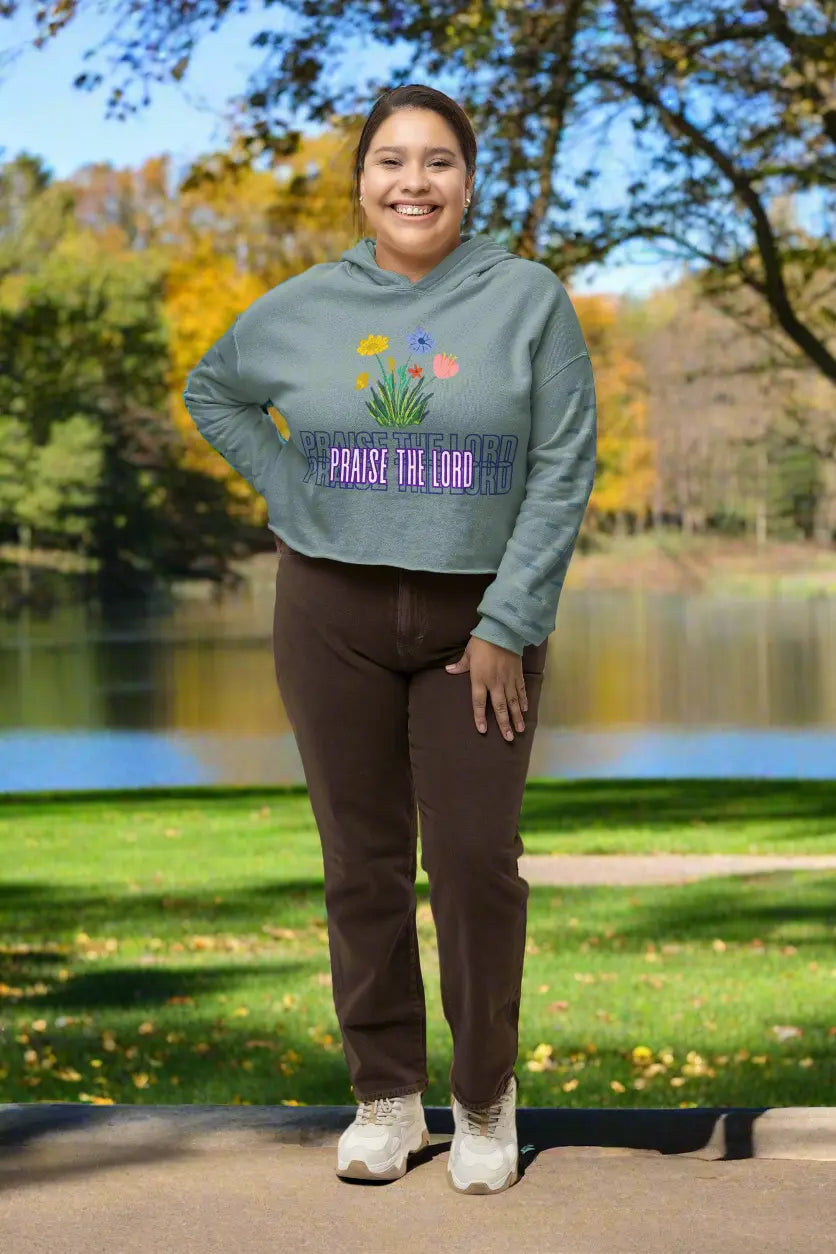 Warm and fashionable sage cropped hoodie by Reach Love Connect Boutique