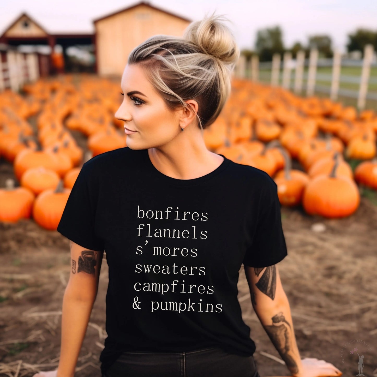 Bonfires + Flannels T-Shirt Oakbury Designs Black / 2XL