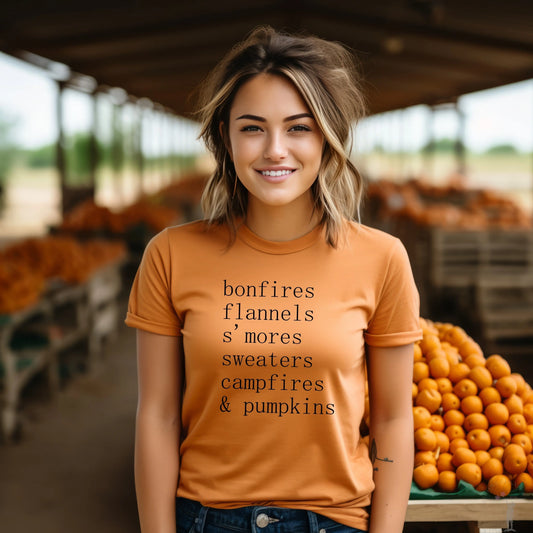 Bonfires and flannels casual wear t-shirt relaxed fit