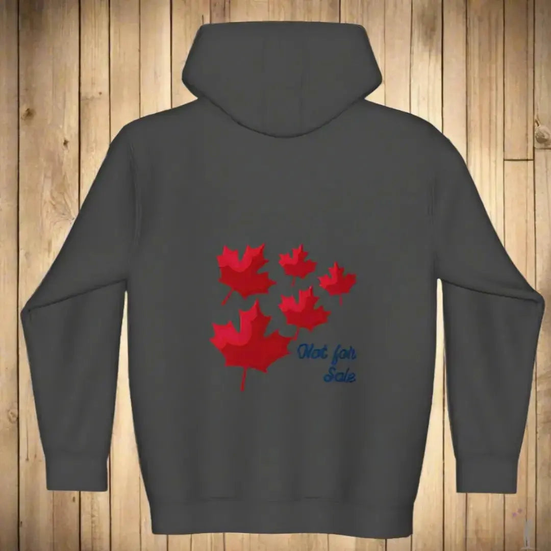 Made in Canada unisex hoodie with patriotic slogan, colour-match drawstring, and plush non-shrink interior.