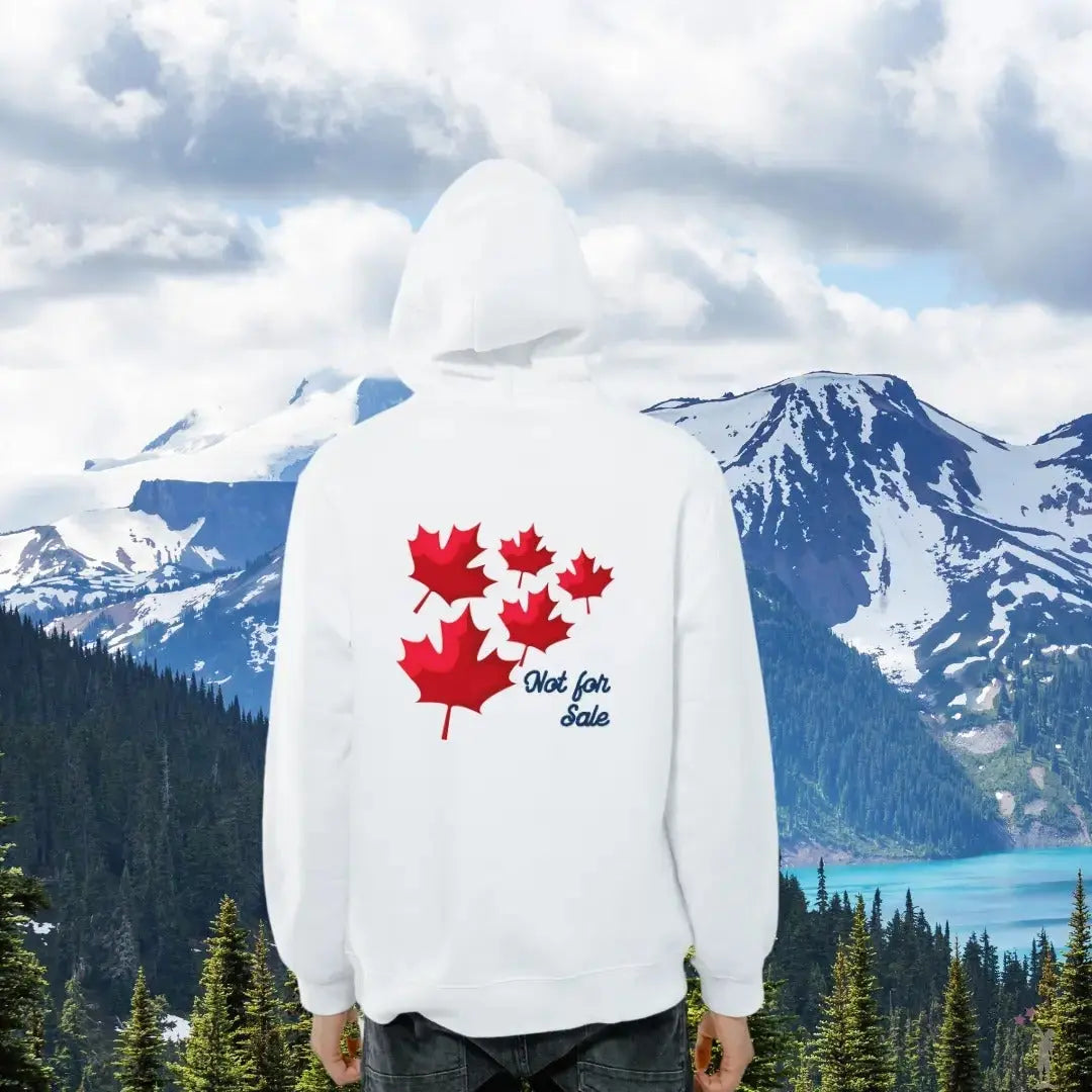 Stay warm in the Canada is Not For Sale hoodie, heavy-weight cotton blend with plush fleece interior.