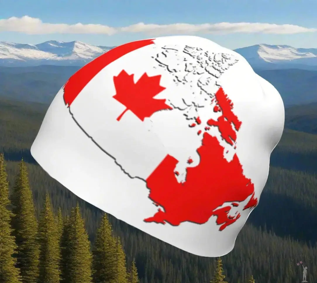 Canadian winter beanie with patriotic emblem, lightweight bamboo lining, and hand-sewn craftsmanship.