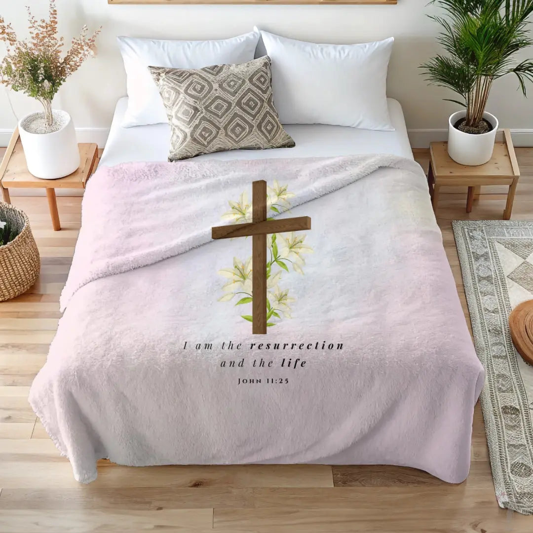 Easter Inspired Blaket scripture cross with vines