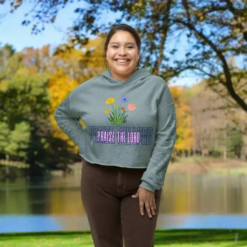 Warm and fashionable sage cropped hoodie by Reach Love Connect Boutique