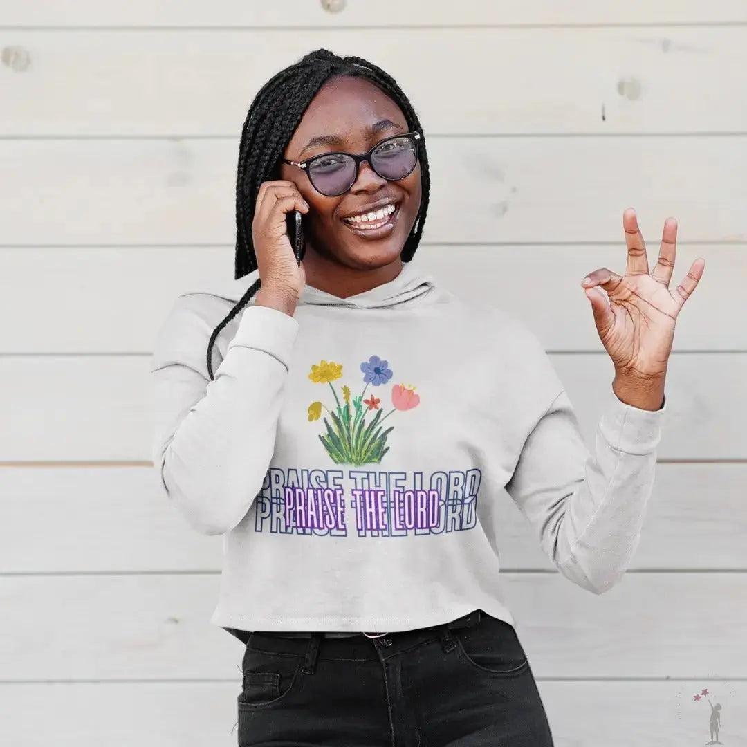 Hoodie cropped flower design - Praise & Petals from Reach Love Connect Boutique