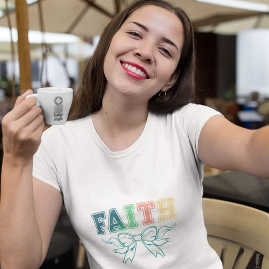 Faith-based t-shirt for women in fitted style white