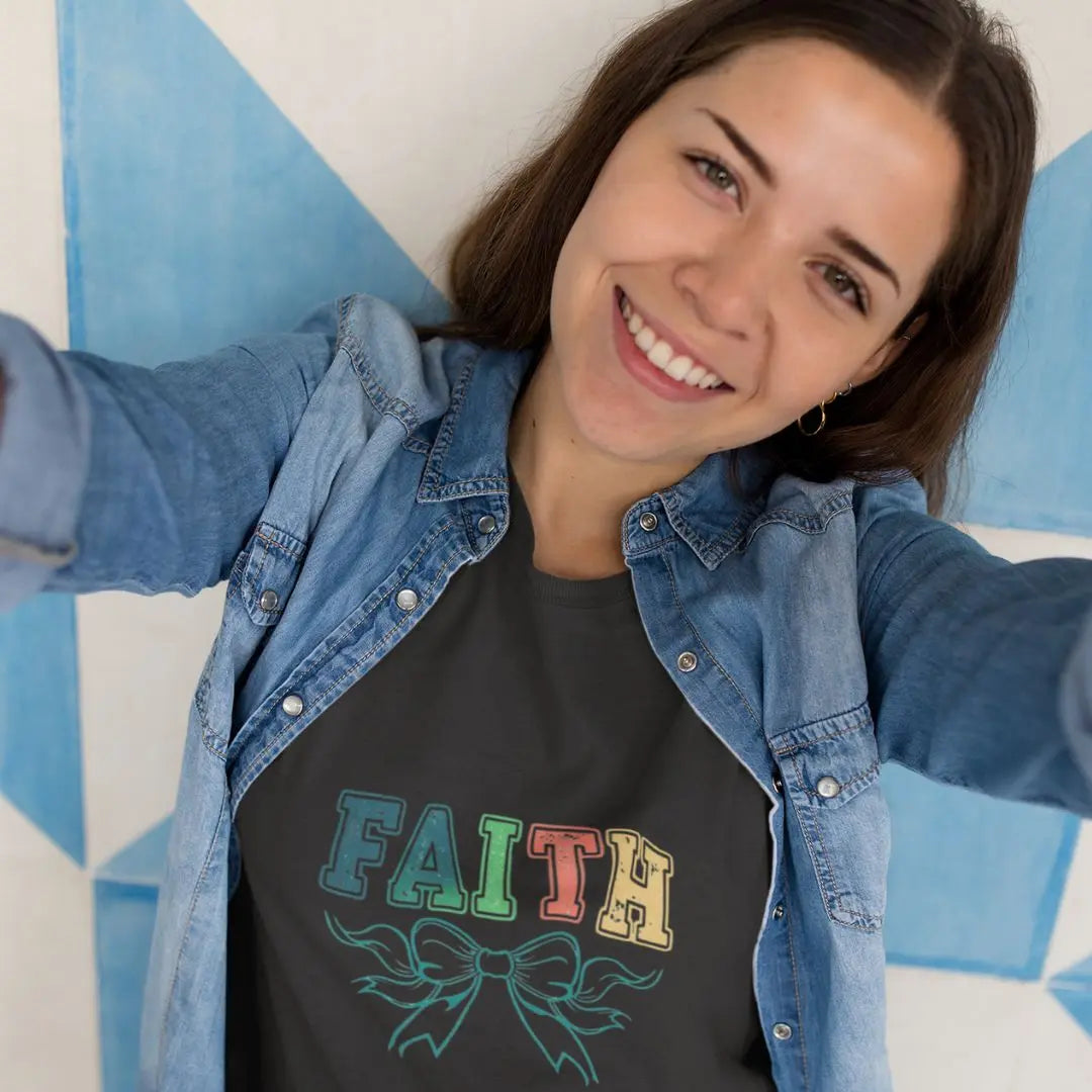Faith T-shirt Grey with colourful letters