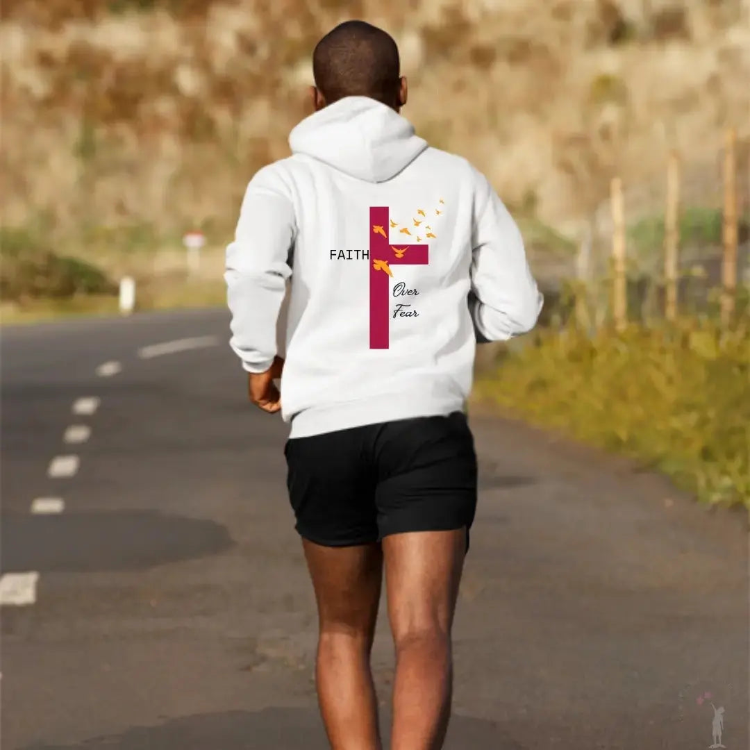 Bold Spiritual unisex hoodie featuring inspirational text graphic, cozy fleece lining, and color-matched drawstrings