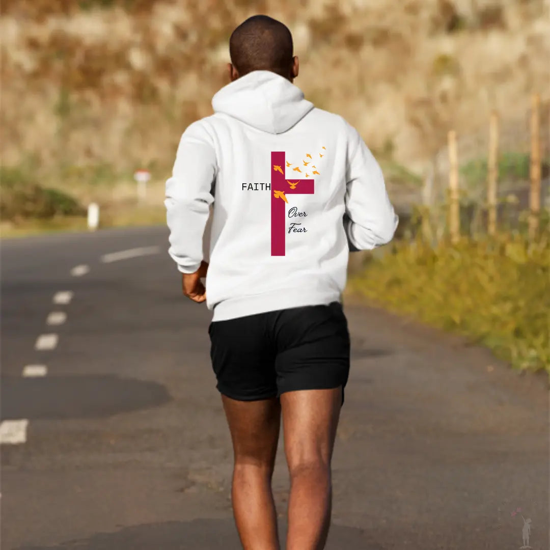 Bold Spiritual unisex hoodie featuring inspirational text graphic, cozy fleece lining, and color-matched drawstrings