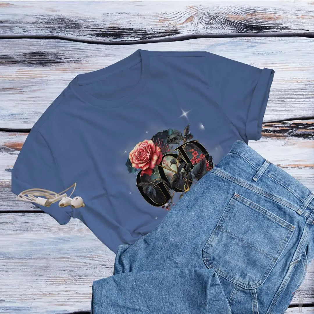 Christian women’s tee featuring “God is the Gardener” graphic, lightweight and comfortable for daily wear - blue.