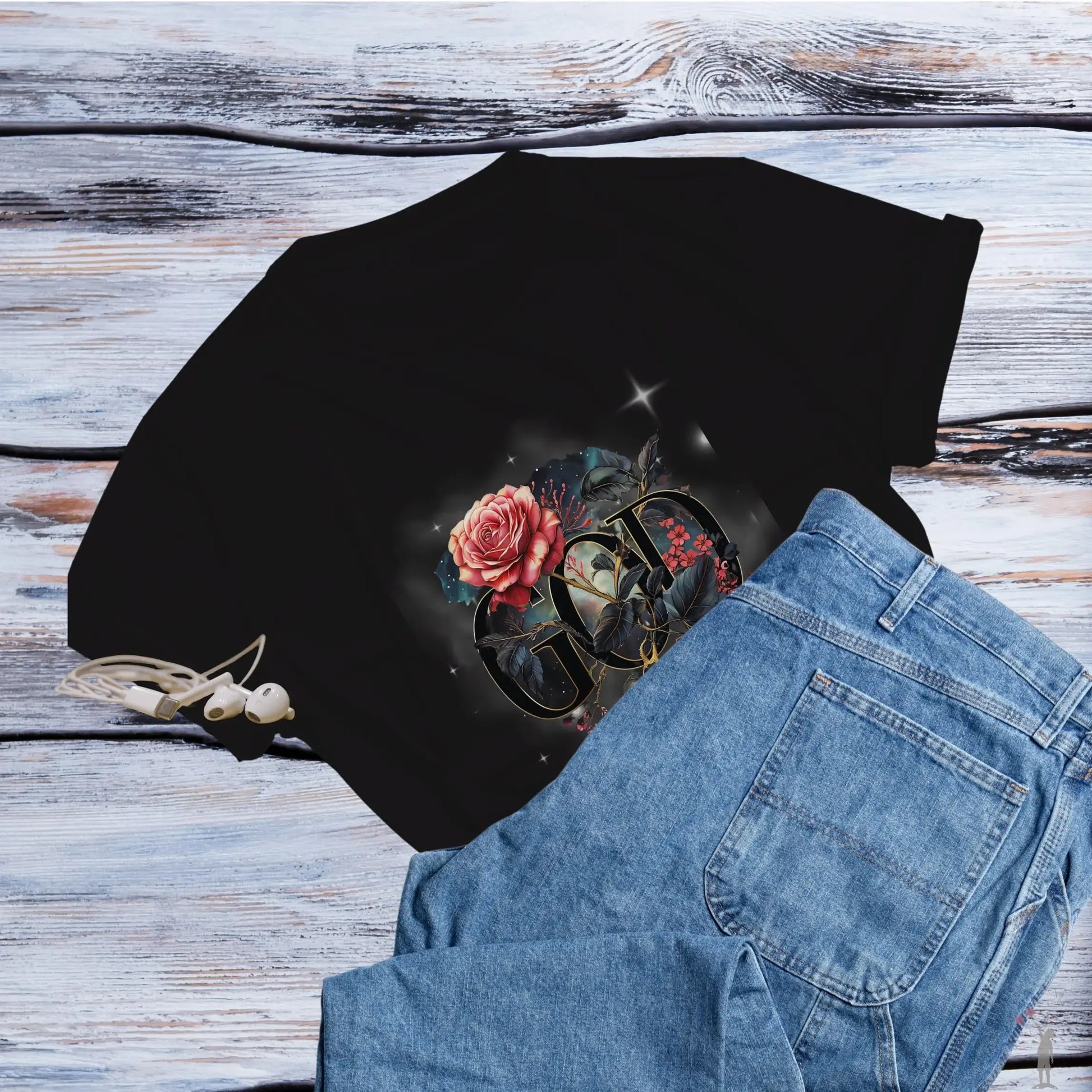 Faith-inspired women’s t-shirt with God is the Gardener artwork, perfect for casual wear and sharing Christian beliefs.