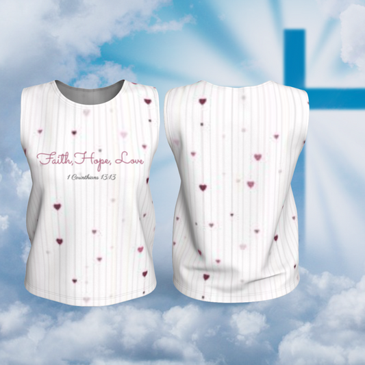 Hearts of Faith Women’s Top with delicate heart and faith-inspired details from Reach Love Connect Boutique