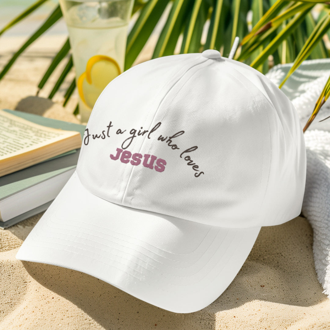 Christian apparel cap - Just a Girl Who Loves Jesus design