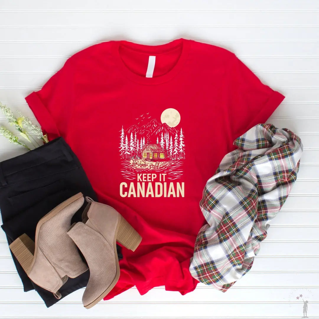 Keep It Canadian T-Shirt from Reach Love Connect Boutique – classic, comfortable tee featuring bold True North-inspired design, perfect for showcasing Canadian pride.