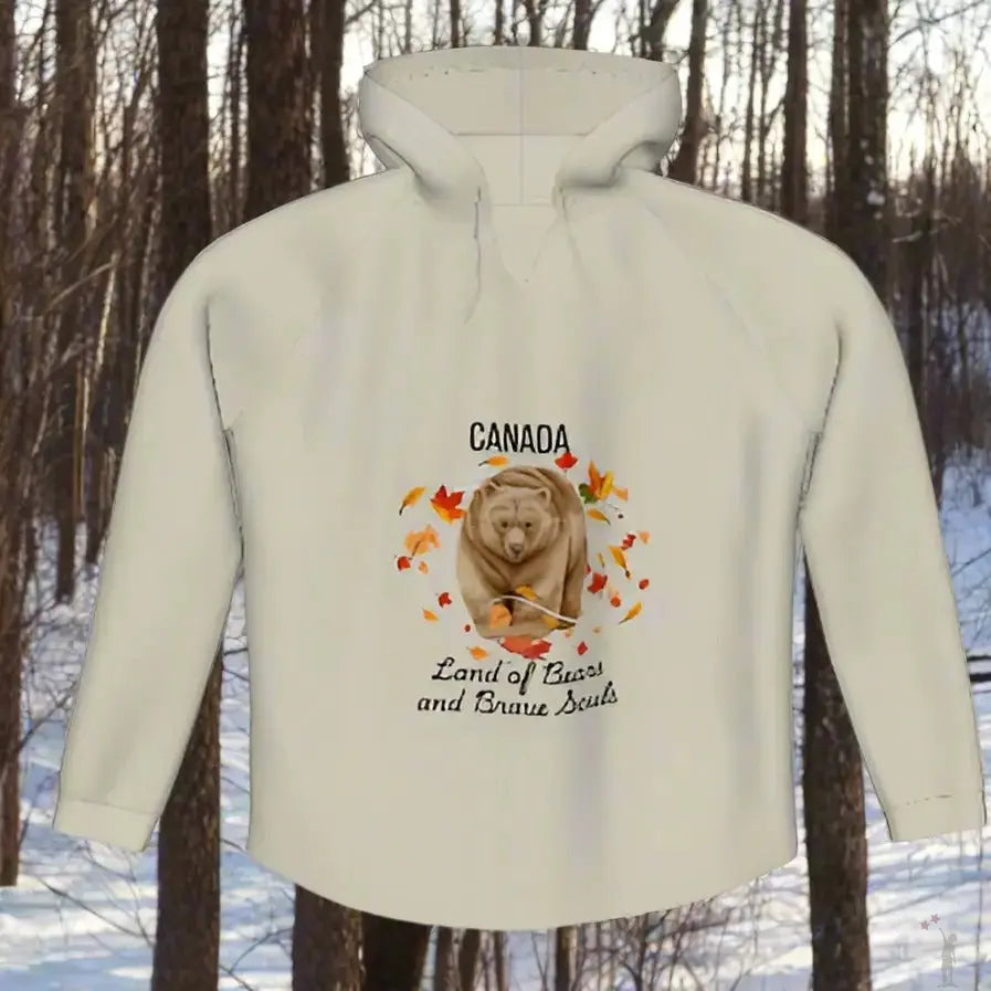 Brave Souls women’s hoodie with Canadian bear motif, made from warm fleece with medium-weight construction.