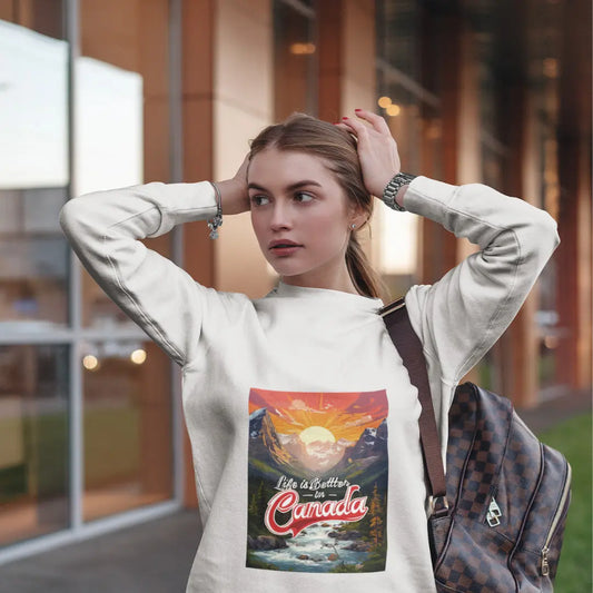 White Life is Better in Canada crewneck sweatshirt from Reach Love Connect Boutique