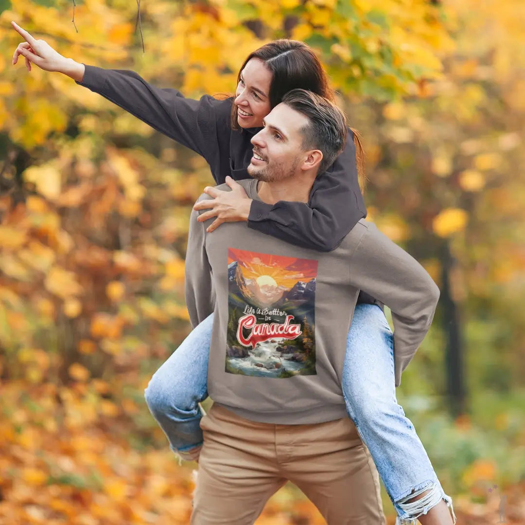 Grey crew neck sweatshirt  Life is Better in Canada from Reach Love Connect Boutique