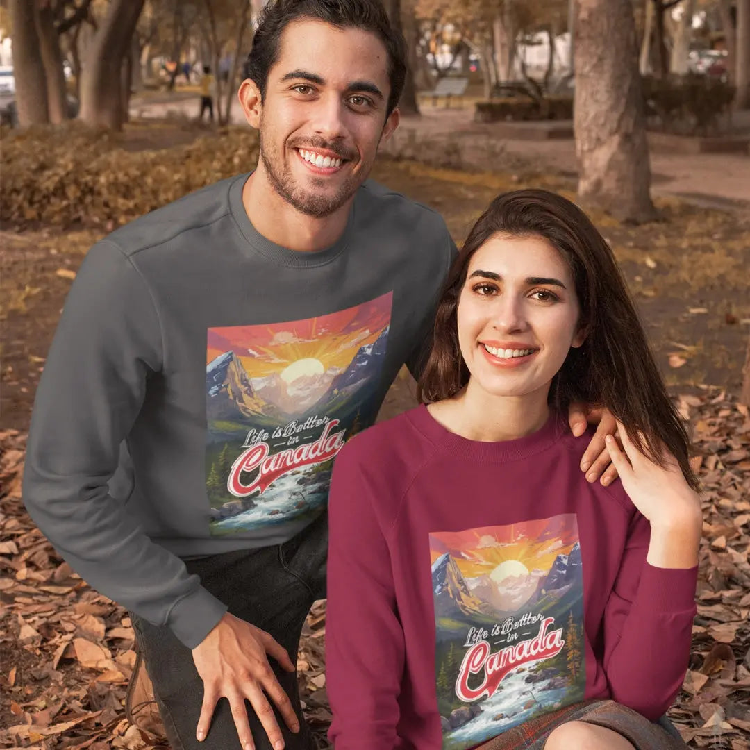 Red Unisex Life in Canada crewneck sweatshirt from Reach Love Connect Boutique