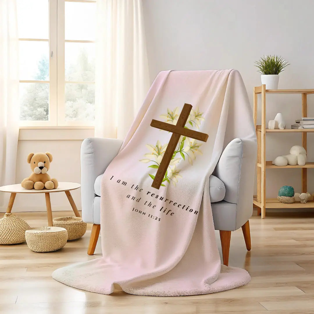Scripture blanket with cross - easter - resurrection 