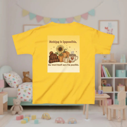 Nothing is impossible kids t-shirt front view pink inspirational design