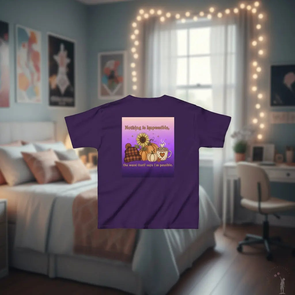 Nothing is Impossible Children's T-Shirt Printify Purple / XL