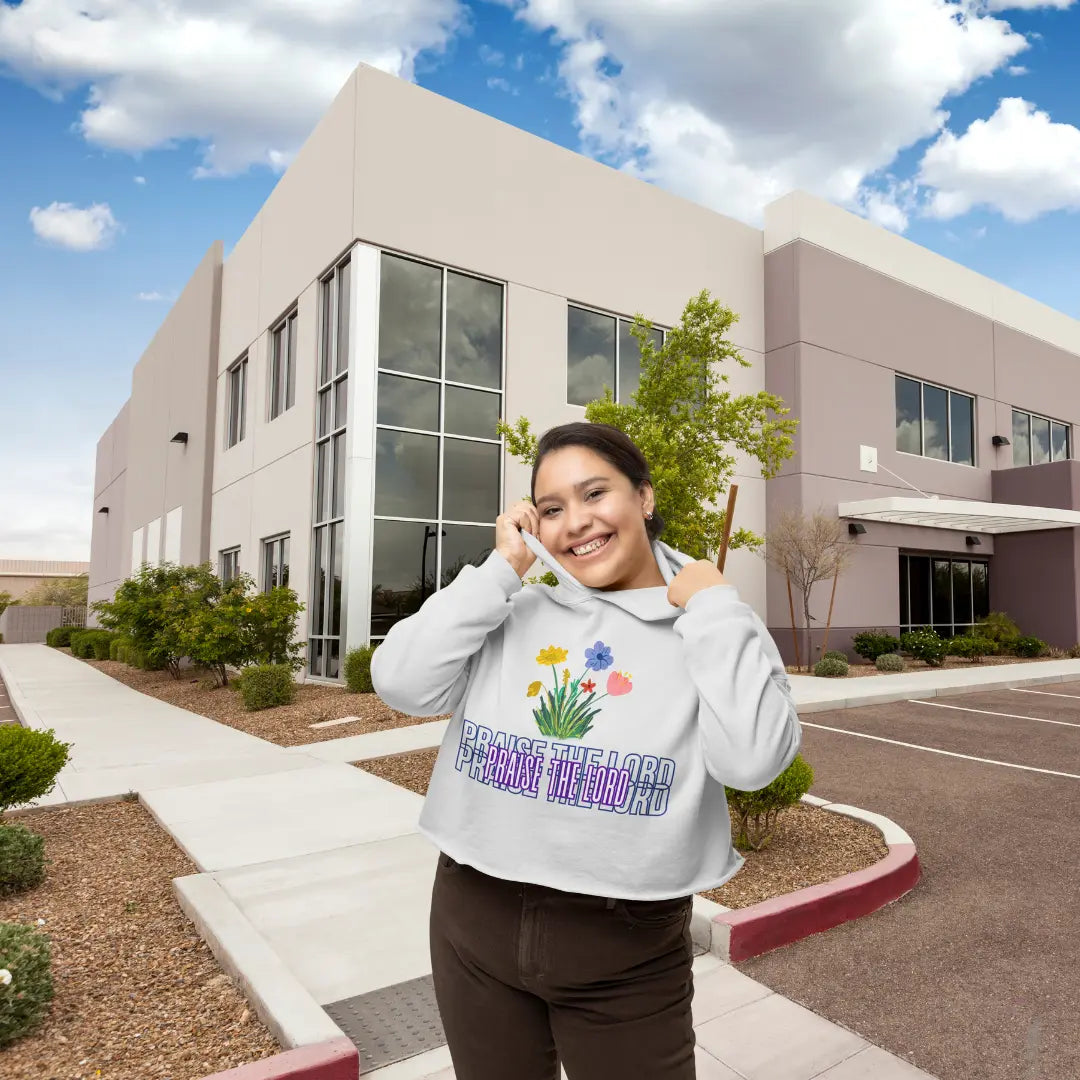 White Cropped long-sleeved pullover - faith-inspired from Reach Love Connect Boutique