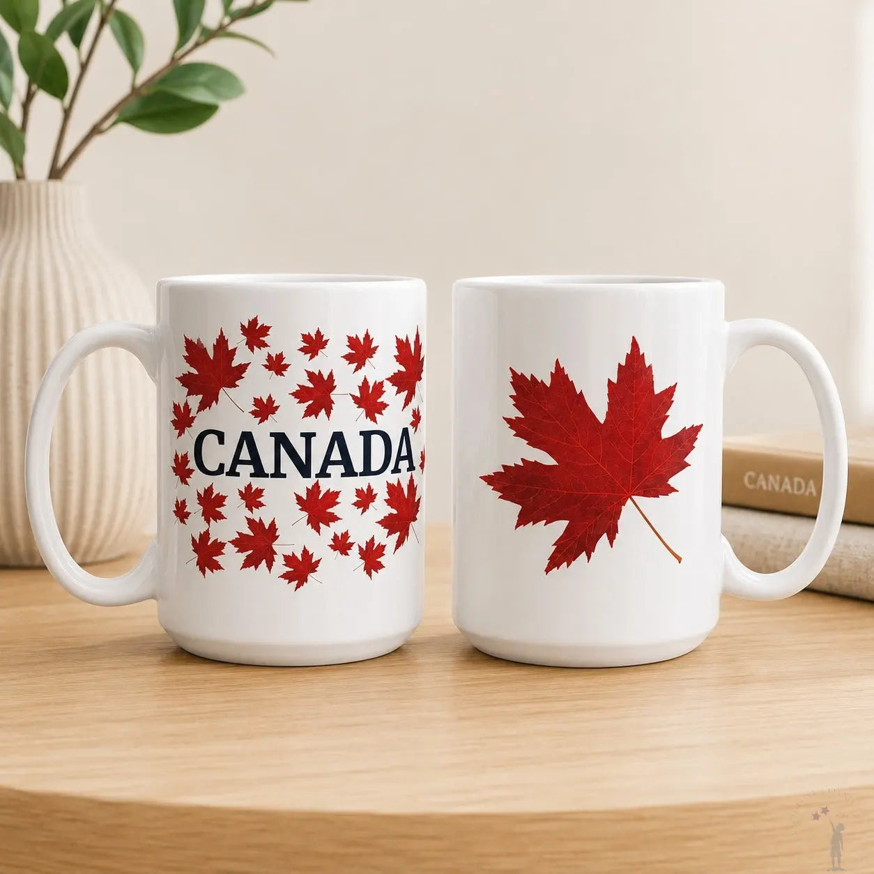 Front and Back View of Canadian White and Red Mug