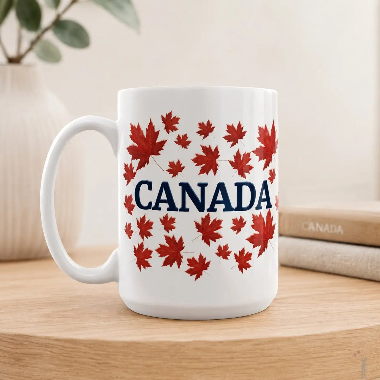 Canadian White with Maple Leaf Front View Mug