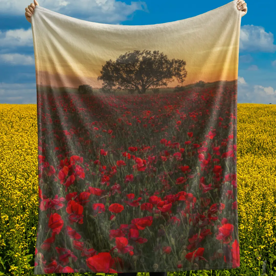 Red Poppies Remembrance Day Blanket
