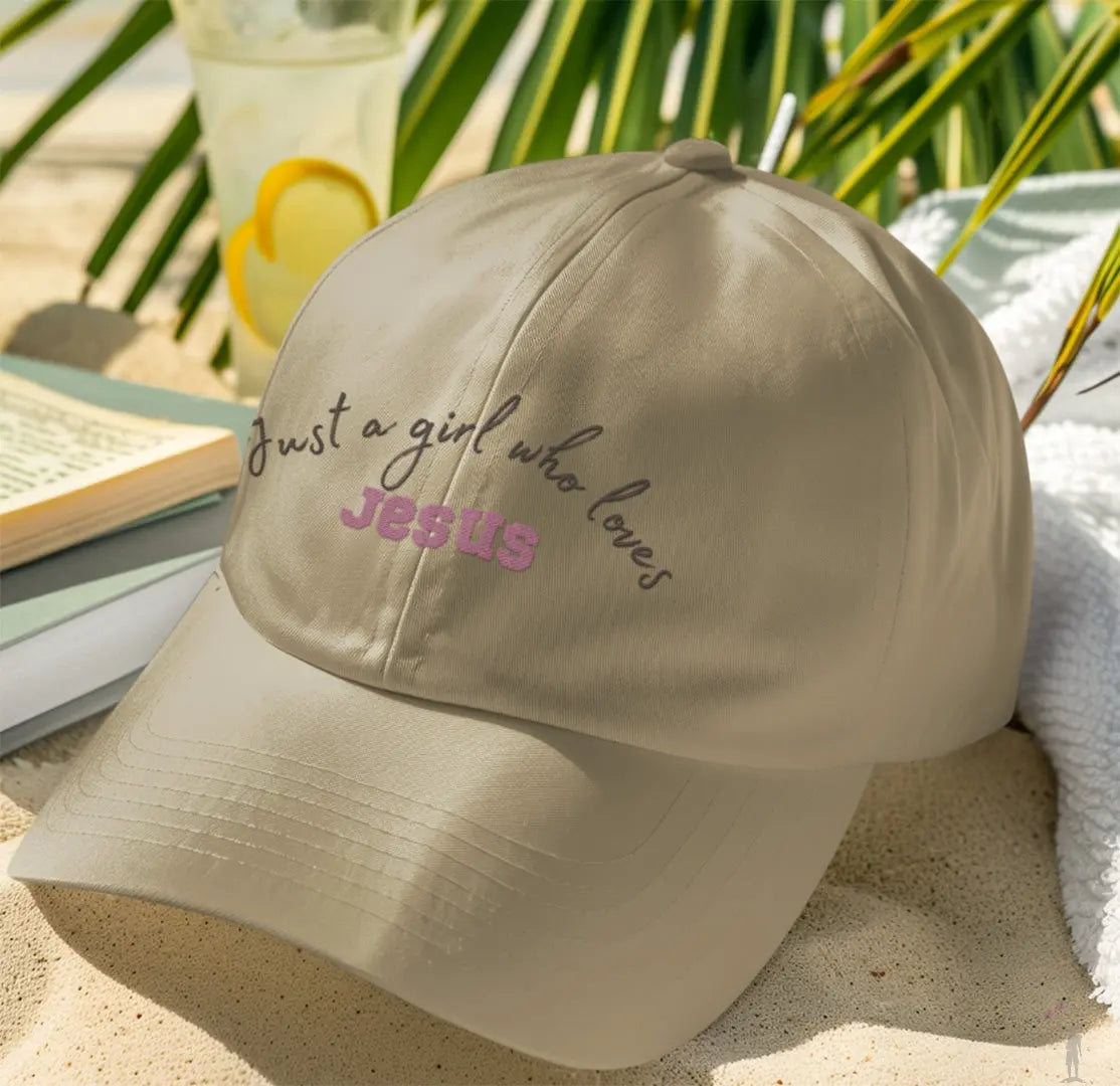 Khaki women’s baseball cap with faith message